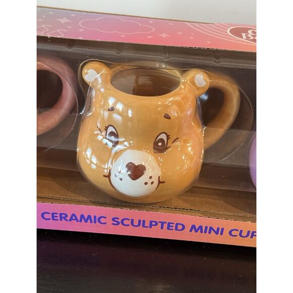 Care Bears Ceramic Sculpted Mini Mugs 3.5 oz Set Of 4 Pop Culture Retro - Picture 3 of 6